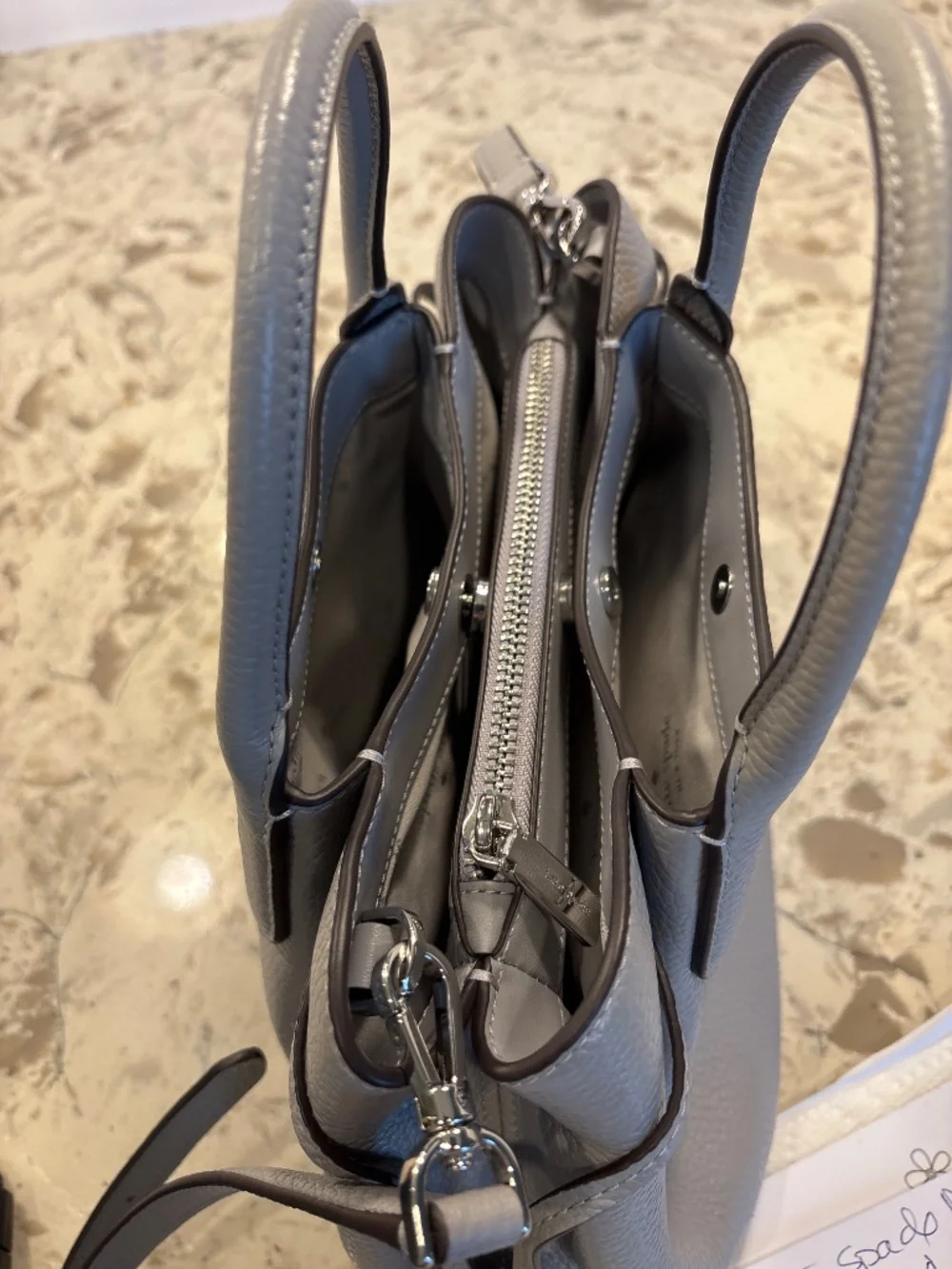 EUC Like New Kate Spade Dumpling Small Satchel Crossbody Handbag Grey Leather